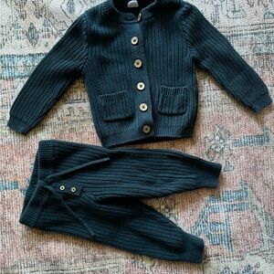 Jamie Kay Cozy Ribbed Knit Set - Dark emerald Green size 1yr